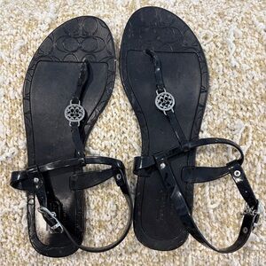 Coach Black Sandals with Silver Details